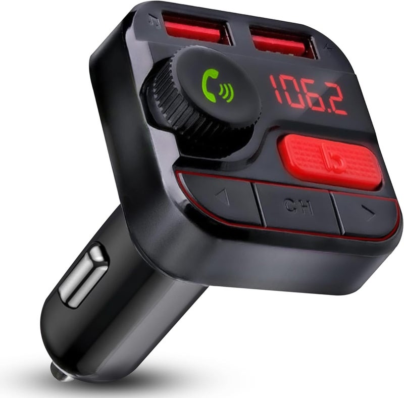 XTREME Monster Bluetooth FM Transmitter for Car Cigarette Lighter, Bass Boost, Track Back/Forward, Volume, Play/Answer Buttons, Micro SD Card Slot, Microphone, 2 USB Chargers, Google Voice & Siri Compatible - Image 1